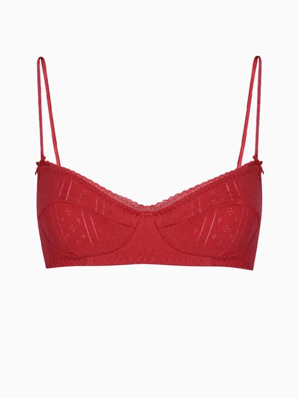 Cou Cou NWT The Balconette Cherry Red Small  Pointelle Bra